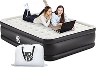 Full Size Air Mattress with Built-in Pump 18" Raised - 2-Min Set Up, No Odd Smell, 600 lb Support, F