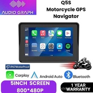 Graph Rider Motorcycle Navigation Q5S 5 Inci GPS Carplay Tanpa Wayar Android Auto DVR Monitor Motosi