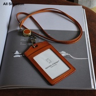 【CW】 Luxury Badge Holder Neck Lanyard Office Leather ID Bus Card Set Elastic Pull Buckle Tag