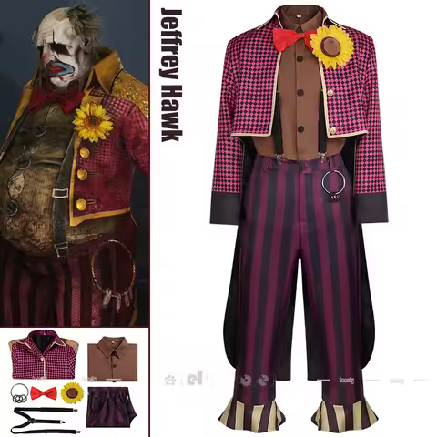 Dead By Daylight Kenneth Chase The Clown Cosplay Costume Jeffrey Hawk Jacket Shirt Bow Tie Suspender