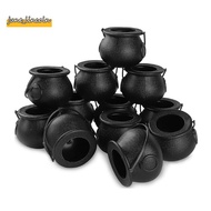 12Pcs Mini Black Cauldron with Handle Halloween Mini Witch Cauldron Halloween Pot Candy Holder for H