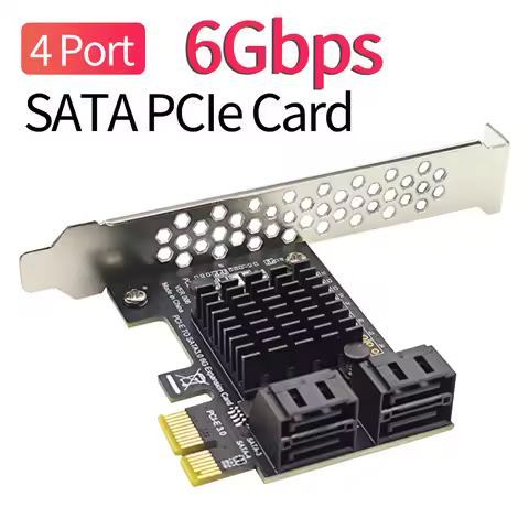 Sata Pcie Adapter 4 Port Sata Iii To Pci Express 3.0 X1 Controller Extension Card 6Gbps Sata 3.0 To 