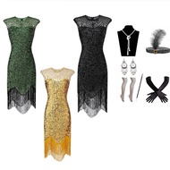Women's Retro Banquet Dress - 1920s Sequin & Fringe