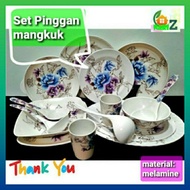 Set pinggan mangkuk melamine bercorak / Melamine pattern dishes set