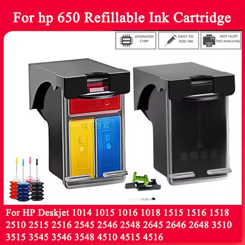 For hp 650 Refillable Ink Cartridge Replacement 650XL For HP Deskjet 2545 2546 2548 2645 2646 2648 3