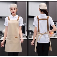 Waterproof Apron Kitchen H-Type Water Proof Unisex Front Pocket 围裙 Barista Appron Black Epron Chef