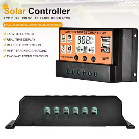 MPPT Solar Charge Controller 30A 50A 100A Solar Controller Solar Panel Battery Regulator Dual USB 5V