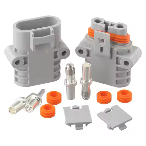 Pair Of FOR Anderson 50 Amp 600V 6 AWG Grey Forklift Cable Power Connectors Plug Solar Panel Wire Co