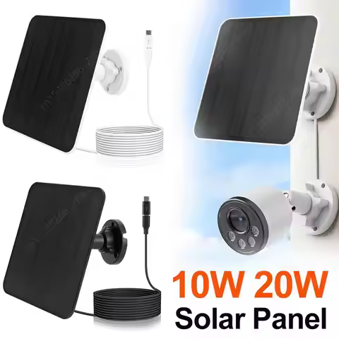 10/20W Solar Panel Micro USB/USB-C Port for Eufycam 3/3C/2/2C/2 Pro Solar Cell Panel 9.8 Ft Charging