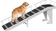 HOOBRO Dog Ramp for Bed, Large Wooden Pet Ramp for Dogs with Non-Slip Carpet Surface, Safety Rails, 
