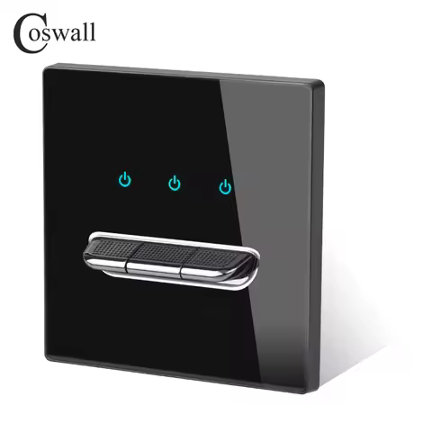 COSWALL 1/2/3/4 Gang 2 Way Toggle On / Off Passage Wall Light Switch Switched Stair Switch With Blue