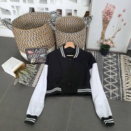 STYLEKU PREMIUM | JAKET HOODIE SWEATER CROP WANITA BASEBALL POLOS HITAM KOREAN KASUAL TRENDY TERBARU