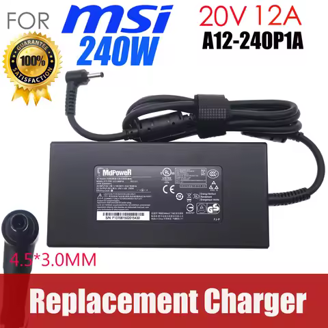 Chicony 20V 12A 240W AC Adapter A20-240P2A for MSI Gaming Laptop Katana GF76 12UG 12UGS 12UGK MS-17L