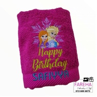 Tuala Sulam Nama Tema Disney Princess 👸 Tuala Mandi Budak Taska Towel Baby Embroidery Towel