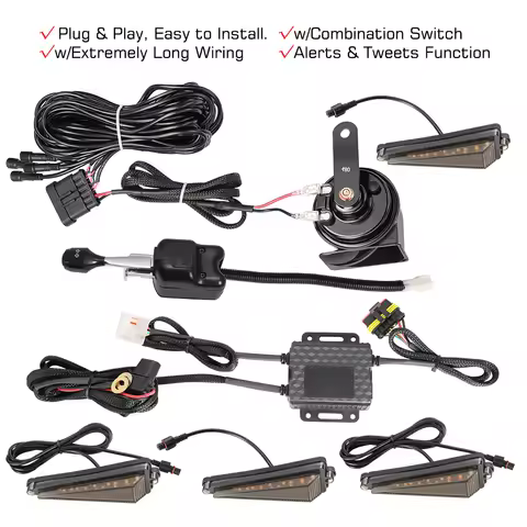 UTV Turn Signal Kit with 110dB Horn, Pre-Wired, Plug and Play UTV ATV Blinker with Lever Column Swit