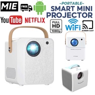 Portable Android Projector 1080P Home Smart Mini HD Home Theater 4K LED LCD Wireless Bluetooth5.0 WIFI Christmas Gift