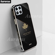 For Honor X8 Back Case Cover Soft Maple Leave Transparent Plating Electroplate Shining Cases for Honor X7 X8 X9 50 Lite X7A X8A X8 5G X6 X6S X9A Casing