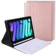 เคสคีย์บอร์ด iPad Mini 7 2024พร้อมที่วางปากกาคีย์บอร์ดแบบถอดได้พร้อมเคสขาตั้งแบบบางปกหนังปลุกอัตโนมั