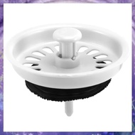 (Y W Z H)Food Waste Stopper  Lock Sink Drain Strainer 3.1" Dia White Black Plastic