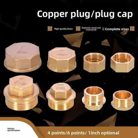 Brass hexagonal external thread plug, internal thread plug, pipe plug cap, 4-inch, 6-inch internal t