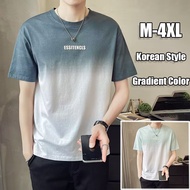 Korean Style Men T Shirt M-4XL Gradient Color Basic Loose Oversize Round Neck Men Tshirt