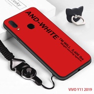 เคสมือถือเคสโทรศัพท์เคส Vivo Y11 2019 (แหวนนิ้ว + เชือกเส้นเล็ก) โทรศัพท์มือถือกลับที่เรียบง่ายและสีขาวจดหมายน่ารักโทรศัพท์มือถือHPปลอกซิลิโคนอ่อนนุ่มTPUกรณีโทรศัพท์มือถือฝาครอบกันกระแทก