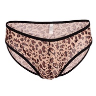 Ye Zimei Sexy Underwear European And American Hot Breifs Men's Transparent Mesh Leopard Print See-Through U Convex Sexy Panties
