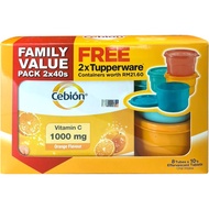 Cebion Vitamin C Effervescent FREE Tupperware Family Value Pack 40's X 2 (8 tubes)