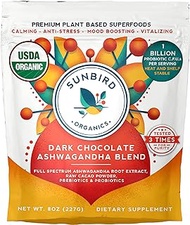 Dark Chocolate Flavor Ashwagandha Powder Organic, Great Tasting Anti-Anxiety and Stress Relief Superfood Drink Mix for Adrenal Support and Cortisol Management. Made in USA