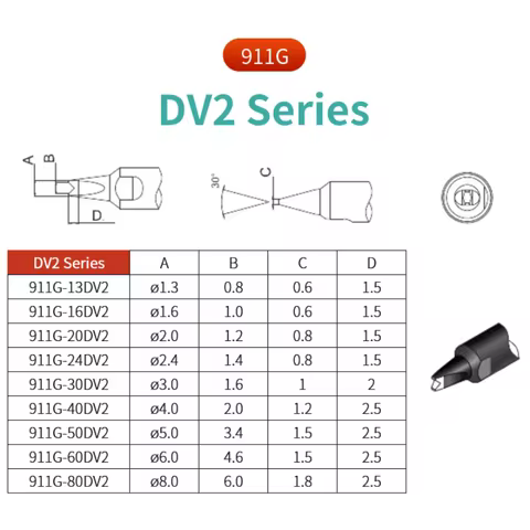 911G Series Lead-free 911G-20DV1/911G-24DV1/911G-16P Welding Head Bit Soldering Iron Tips For Quick 