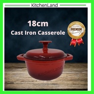 18cm Enamel Cast Iron Casserole / Dutch Oven / Stew Pot