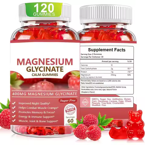 Magnesium Glycinate Gummies, Stress Relief Gummies, Sugar Free Magnesium Supplement for Calm Support