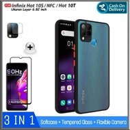 case infinix hot 10s nfc soft hard casing cover + tempered glass - hijau