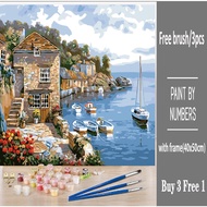 【SG LOCALBuy3 Get1 Free】Framed 40x50cm Paint by Numbers Oil Painting DIY Painting by numbers Stretch