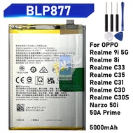 BLP877 for OPPO Realme 8i RMX3151 C30 C31 C33 C35 5000mAh Mobile Phone Battery + Tools