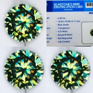 Genuine Moissanite Diamond Gemstone Sparkling Blue Green Color Up Ds Certificate Acc Gems Lab