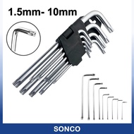 9Pcs 1.5mm-10mm Durable Wrench Allen Torx Hex Key Set Metric Type Durable Wrench Allen A-KEY SET Bal