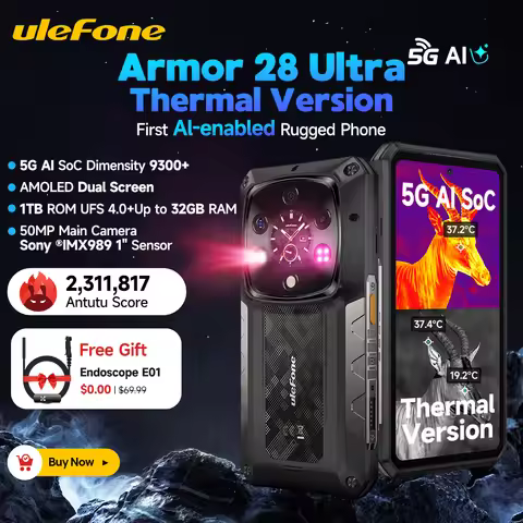【2025 New】Ulefone Armor 28 Ultra Thermal Imaging 5G AI Rugged Smartphone Android 1TB ROM+32GB RAM AM