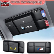 BMW Car Sunshade Storage Clip Multifunctional PU Leather Card Holder Driving License Glasses Clip In