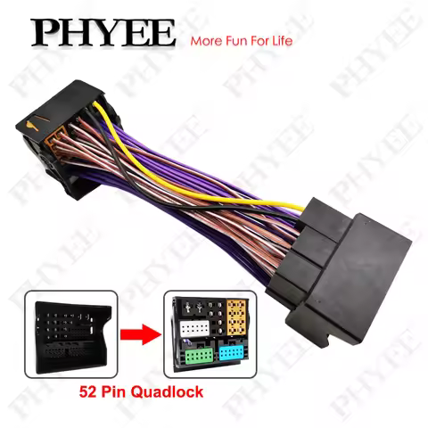 Quadlock Extension Harness Adapter 52 Pin Connector Plug Play Wiring Cable for VW Golf Jetta Polo T-