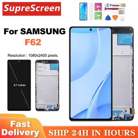F62 M62 Display For Samsung M62 F62 LCD SM-M625F SM-E625F Display Touch Screen Digitizer Assembly Re