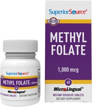 Superior Source Methylfolate 5-MTHF 1000 mcg, Quick Dissolve MicroLignual Tablets, 60 Ct, Biological