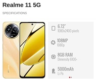 Realme 11 5G [8GB+8GB Extended RAM | 256GB ROM] || 1 Year Warranty by Realme Malaysia