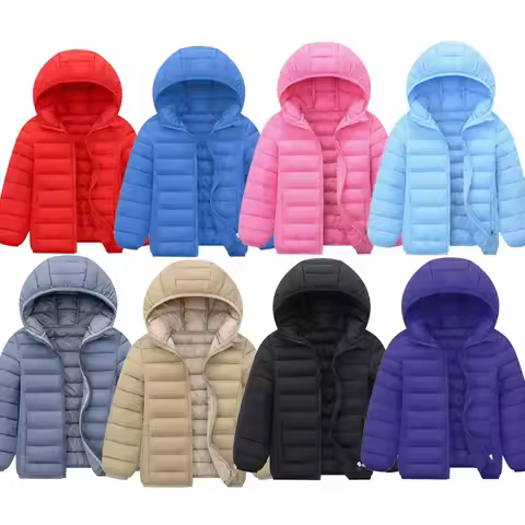 Kid Boys Girls Hooded Lightweight Jacket Autumn Winter Warm Coat Children Outerwear Teen Students Fa