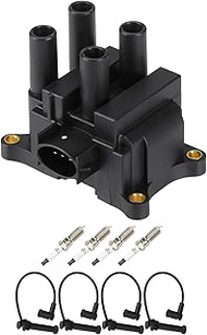 Ignition Coils 4 Iridum Spark Plugs 4 Wires Set Compatible with 2001-2012 Ford Ranger 2.3L, 2001-200