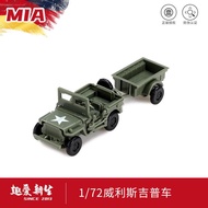 4D Assembled Model 1/72 Willis Jeep Us Army Multi-Purpose Off-Road Vehicle Military Toy Car