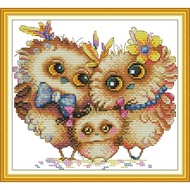 Joy Sunday Stamped Cross Stitch Ktis DMC Threads Chinese Cross Stitch Set DIY Needlework Embroidery Kit- The Owl Family