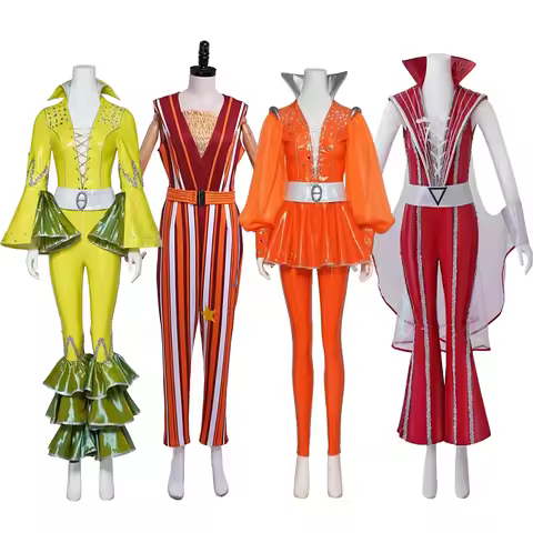 Musical Mamma Mia Cosplay Disco Jumpsuit Here We Go Again Costume Women's Deluxe Dance Outfit Stage 