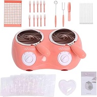 Adozsb Candy Chocolate Melting Pot Electric Fondue Pot Set Double Chocolate Melting Pot Butter Cheese Melt Warmer Pink for Home Parties with Tool Chocolate Melting Pot Fondue Mini Fondue Candy Maker