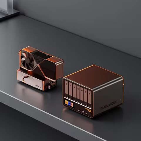 AOOSTAR WTR MAX NAS Mini PC AMD Ryzen 7 PRO 8845HS 6×3.5" HDD+5×M.2 SSD DDR5 ECC Dual 2.5G LAN USB4 